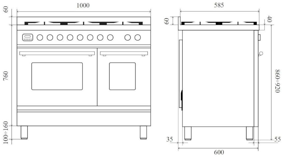 Ilve Отдельностоящая стальная кухня Professional plus Pd10w Santreyd  - Вид №2