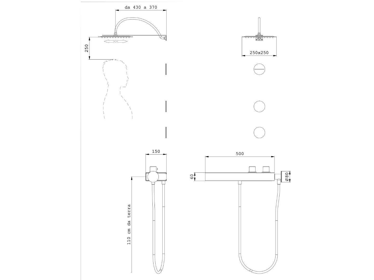 Набор для душа из нержавеющей стали с душем и ручным душем Cropelli Alyssia ARCH-00134548 - Вид №38