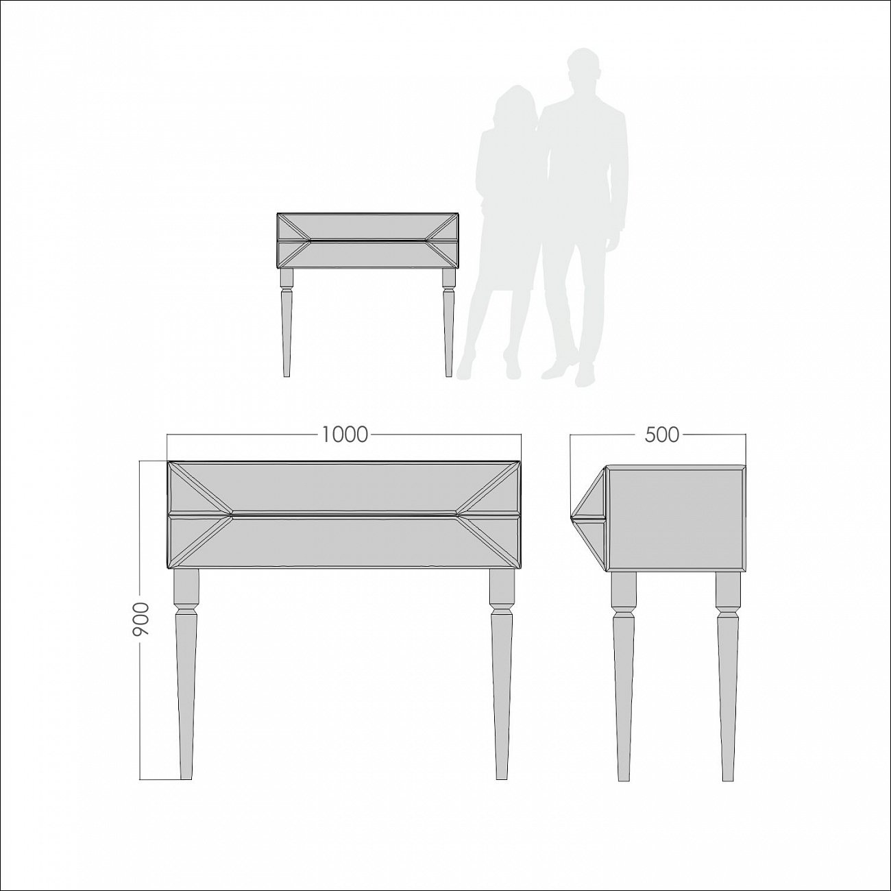 Консоль черная с ящиками и зеркальной отделкой "Роялти" GRAUM  304049 Черный  - Вид №1