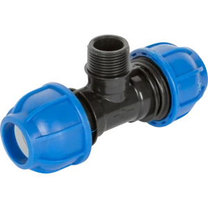 Тройник ПНД Unio ø3/4"х25х25 мм наружная резьба