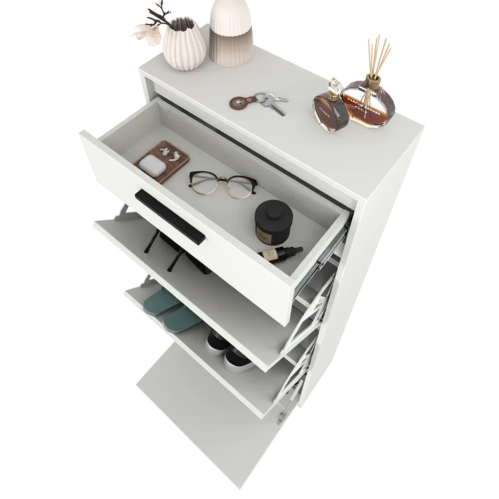 Шкаф для обуви Лион 60x143.5x24 см 3 ящика ЛДСП цвет белый Santreyd STLM-2116973 - Вид №13