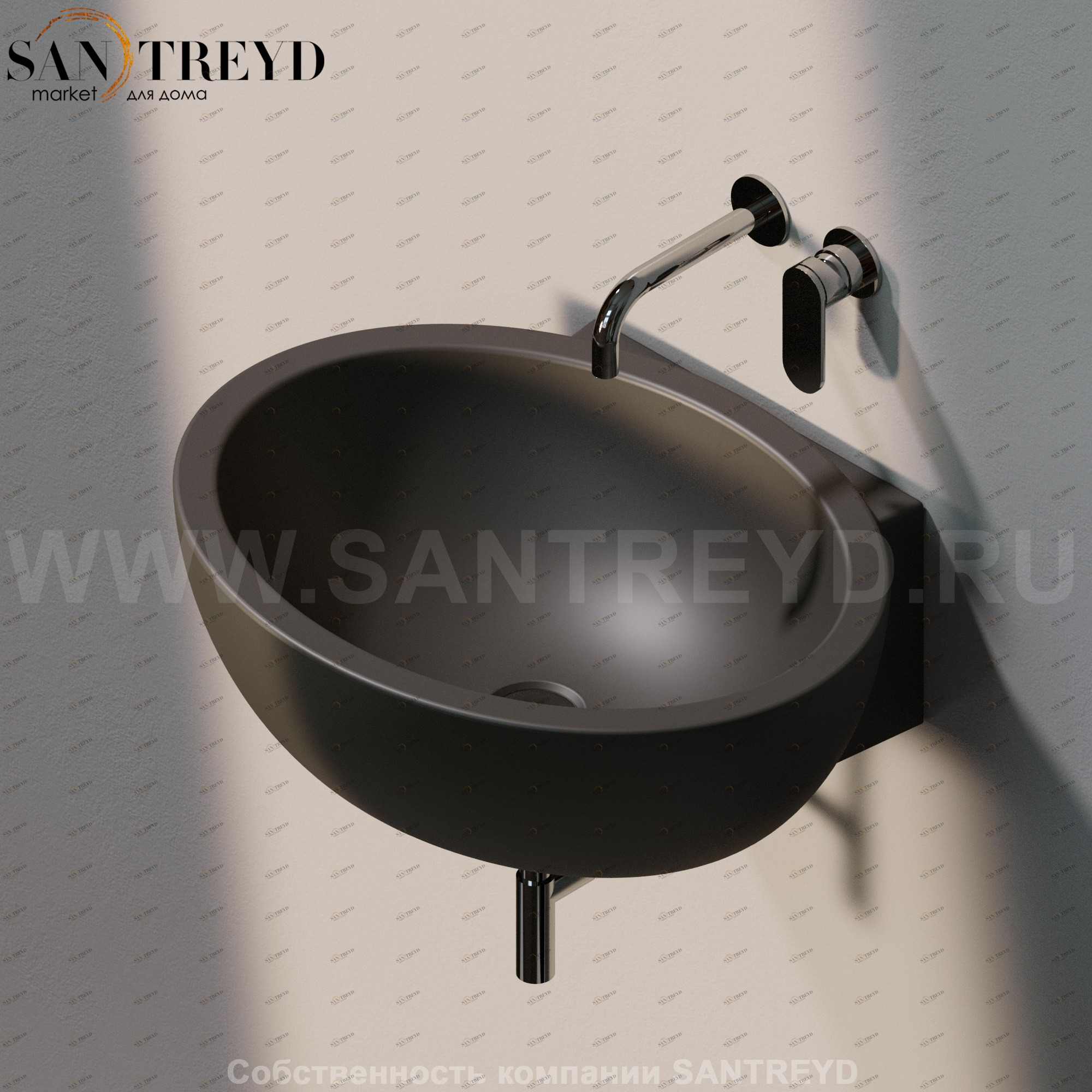 DP4827006 Подвесная раковина настенная овальная Ceramica Flaminia Dip черная