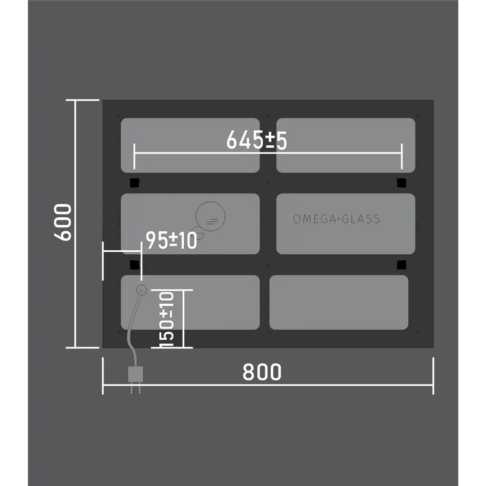 Зеркало для ванной Omega Glass Нант SD73 с подсветкой 80x60 см прямоугольное STLM-2053189 - Вид №7