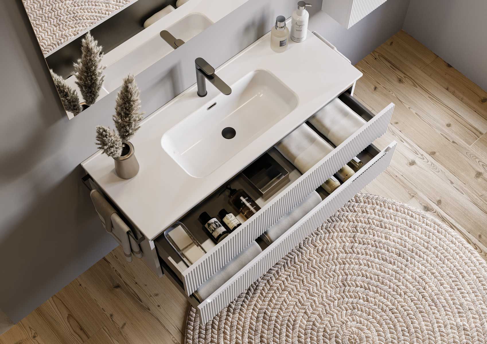 Деревянный подвесной туалетный столик с зеркалом LEGNOBAGNO Verso ARCH-00082083 - Вид №1