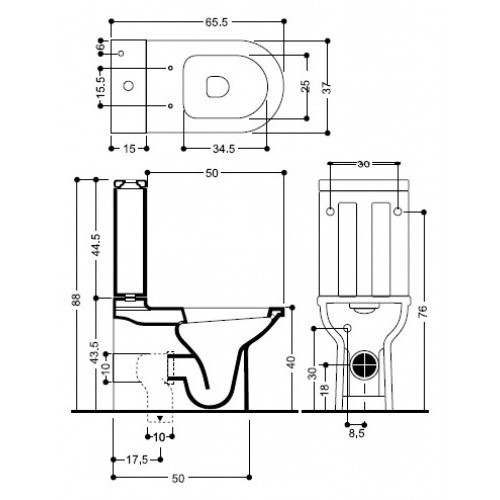 42228 Компакт унитаз с бачком Белый  Due Италия Santreyd - Вид №3