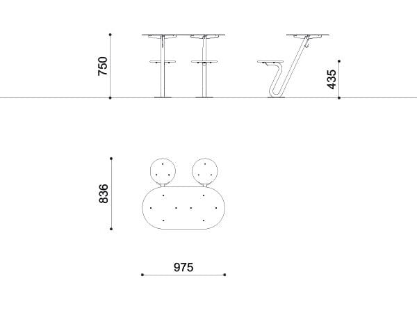 Круглый стальной стол для общественных мест со встроенными скамейками City Design Zoid ARCH-00048567 - Вид №2