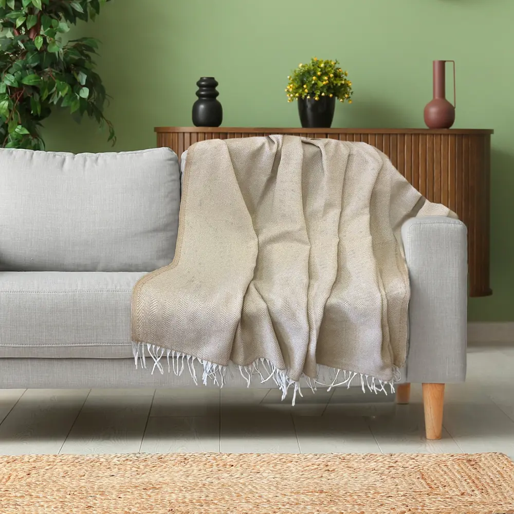 Плед Милан бежевый с вензельным узором 150x200 см 89426312 Santreyd STLM-1582112 - Вид №5