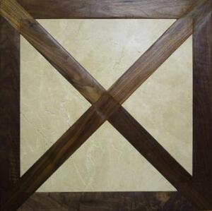 Модульный паркет Da Vinci Модульный паркет с камнем Кенсингтон Состаренный Орех американский Любая на выбор брашированная, рельефная (Брашированная, Рельефная) 500х500 мм.