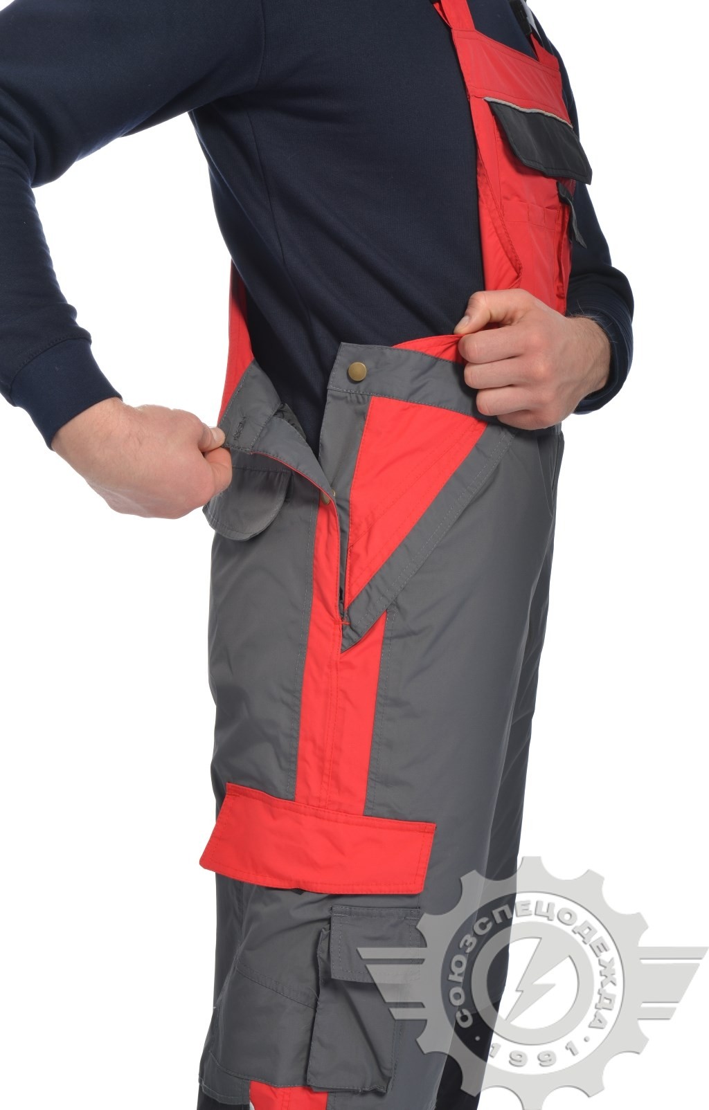 60939 Полукомбинезон "Аргус" зимний красно-белый  Зимняя спецодежда  размер 52-54/182-188  - Вид №4