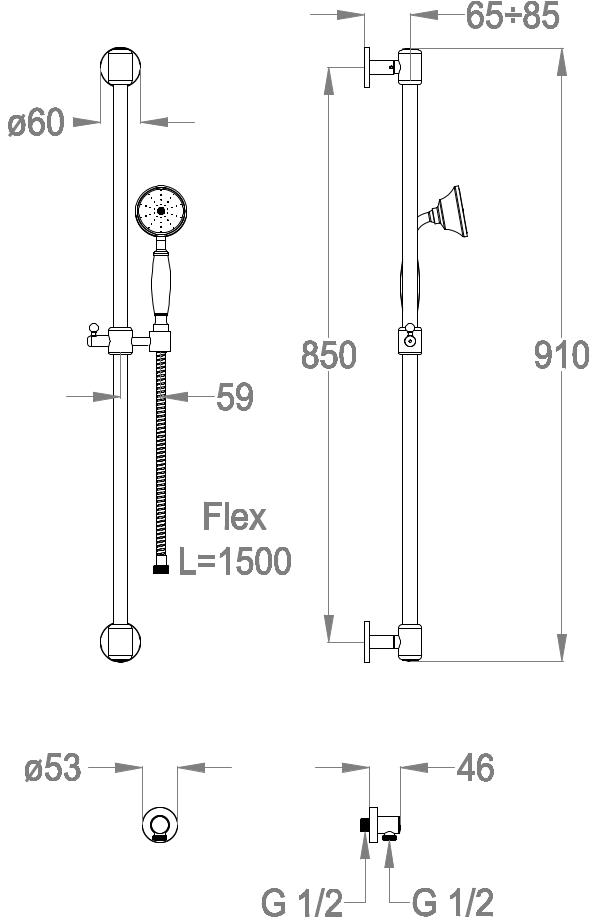 Fir Italia Поручень с ручным душем Aste saliscendi 1400993 - Вид №1
