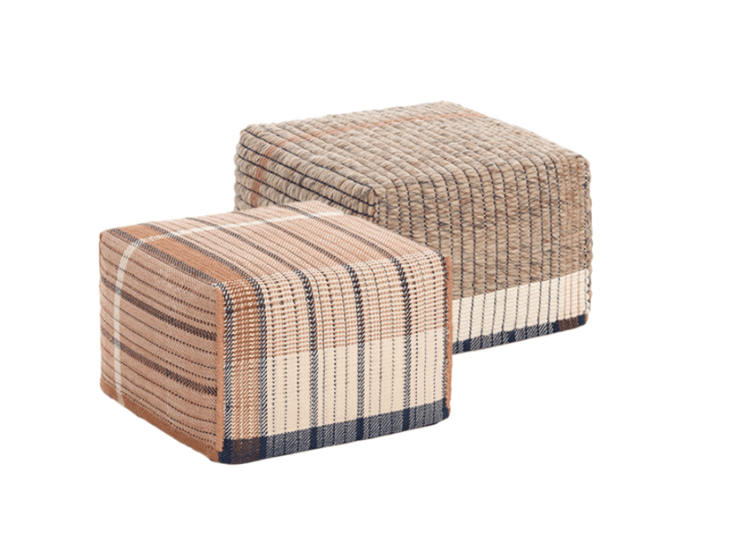 Квадратный пуф из шерсти, льна и хлопка GAN Reversible ARCH-00129356