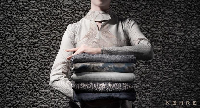 KOHRO Хлопковая ткань с графическими мотивами A gong on the river Kr064951  - Вид №6