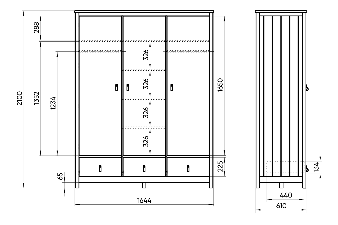 Шкаф распашной белый трехстворчатый Wood ELLIPSE ELLIPSE WOOD 00-3951344 Белый Santreyd  - Вид №4