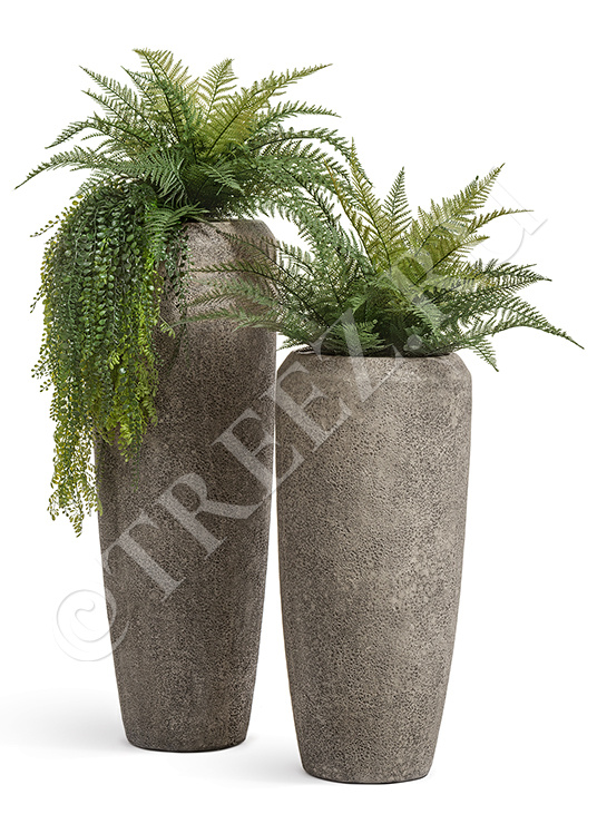 41.3321-11-066-LBR-97 Кашпо  Effectory - серия Volcano - Высокий конус Design - Серо-коричневый туф Цветочная коллекция  - Вид №1