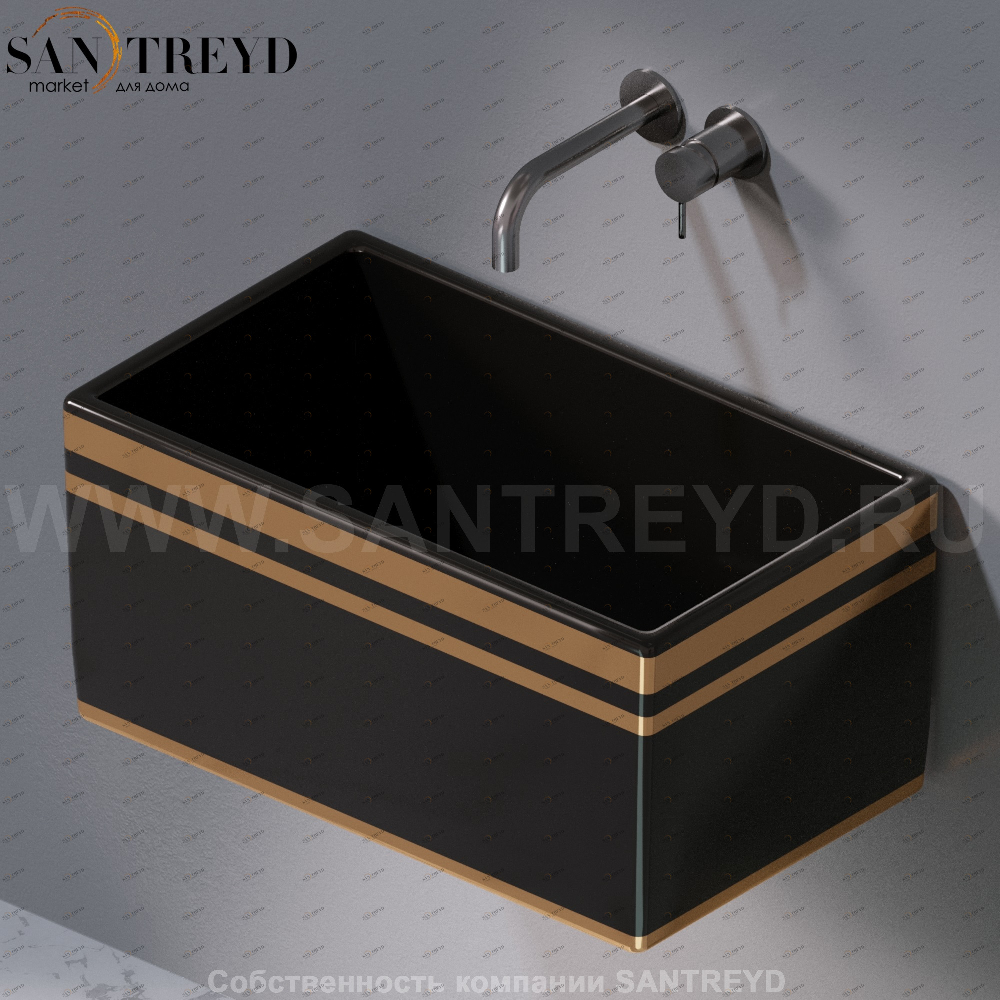 L112476G Подвесная раковина настенная прямоугольная A. e T. Italia Tower черная AeT ITALIA