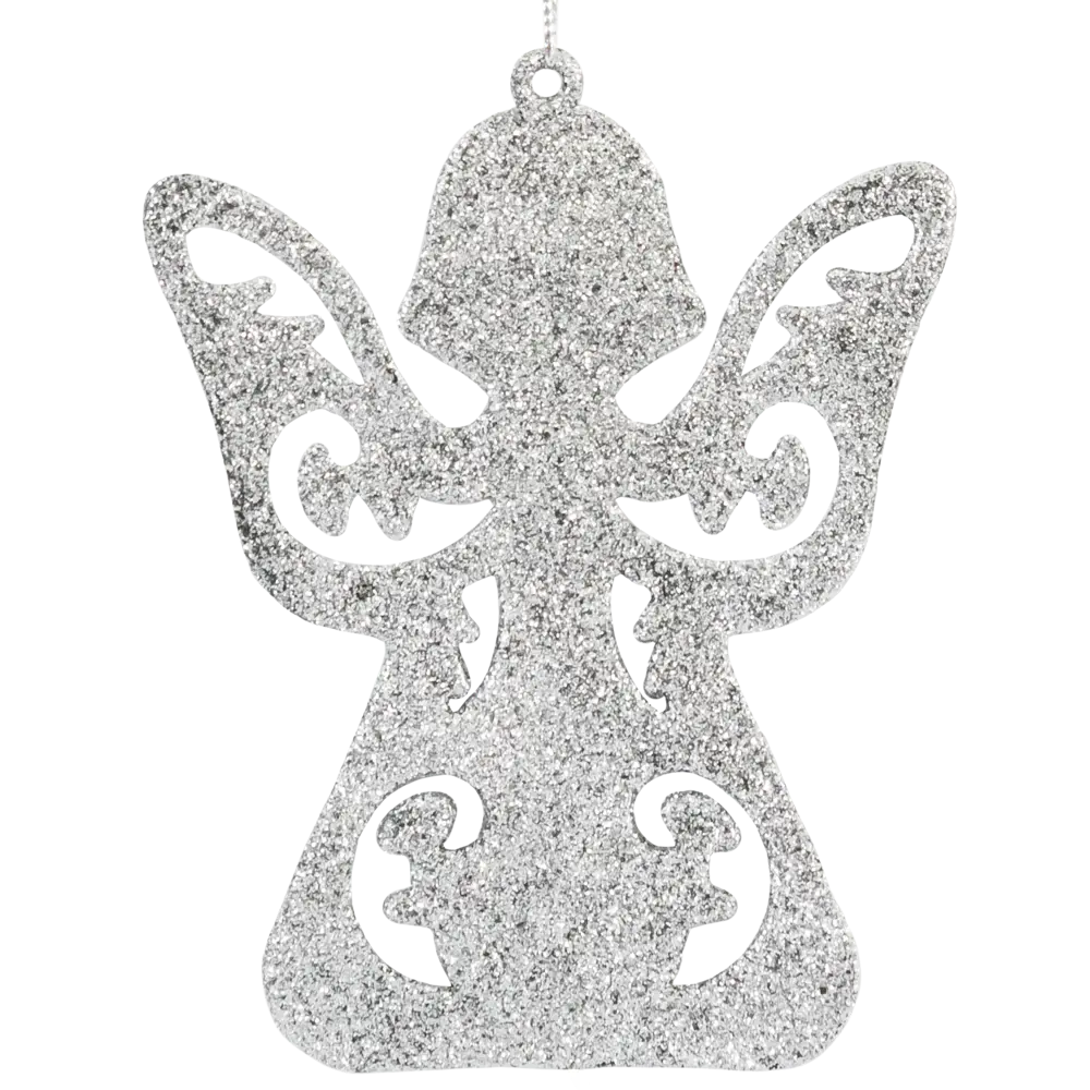 Елочная игрушка «Ангел» 12 см с блестками серебряный Santreyd STLM-2145472