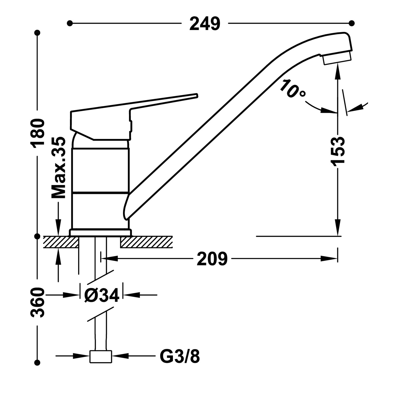 КУХОННЫЙ смеситель с одной ручкой для кухни-21533301 TRES Kitchen - Вид №1