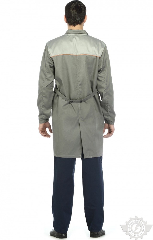 65754 Халат "Профессионал" мужской темно-серый со светло-серым  Одежда для обслуживающего персонала  размер 56-58/170-176 Спецодежда  - Вид №3