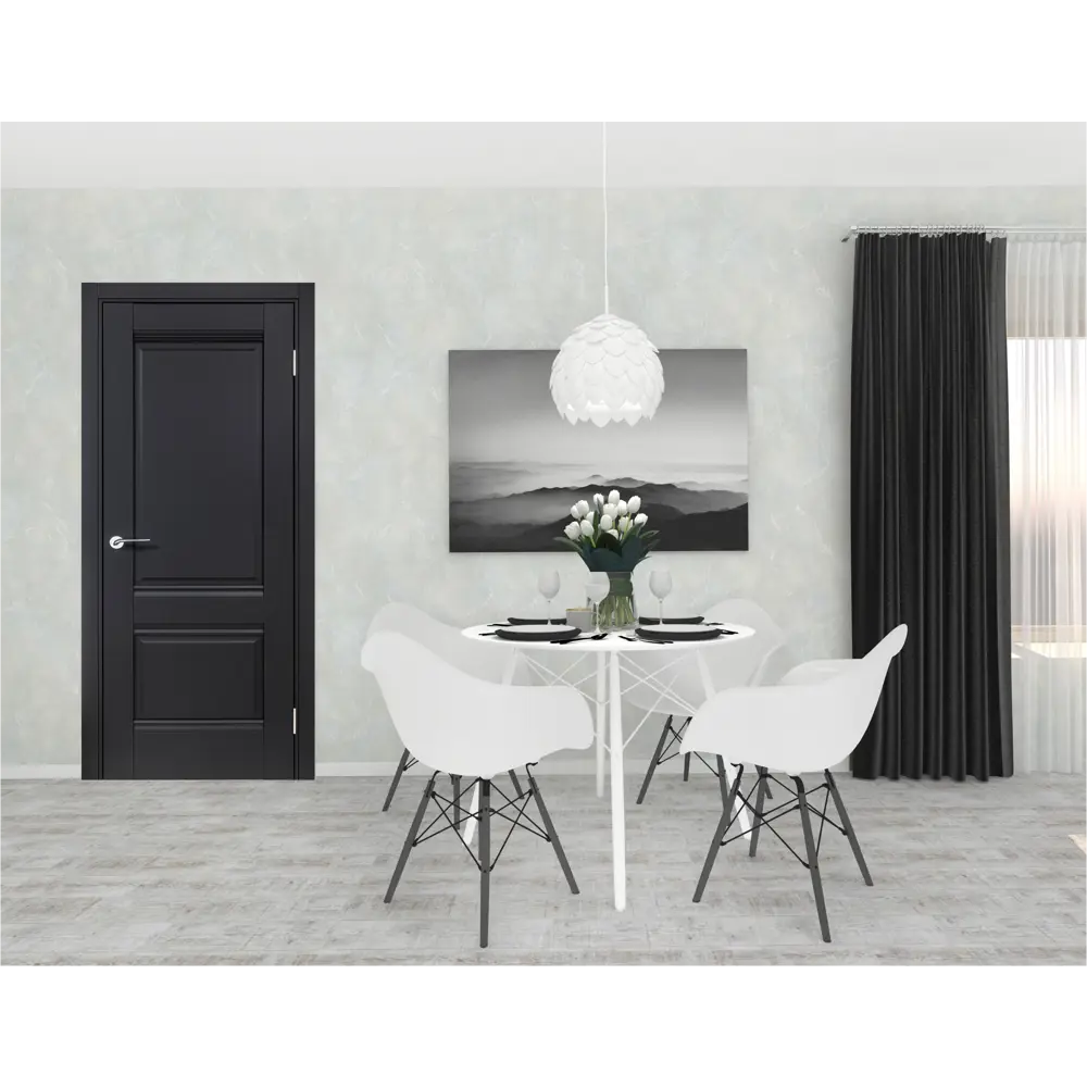 Дверь межкомнатная глухая Классико-42 90x200 см Hardflex черный с замком и петлями 85486309 STLM-2165468 PORTIKA  - Вид №6