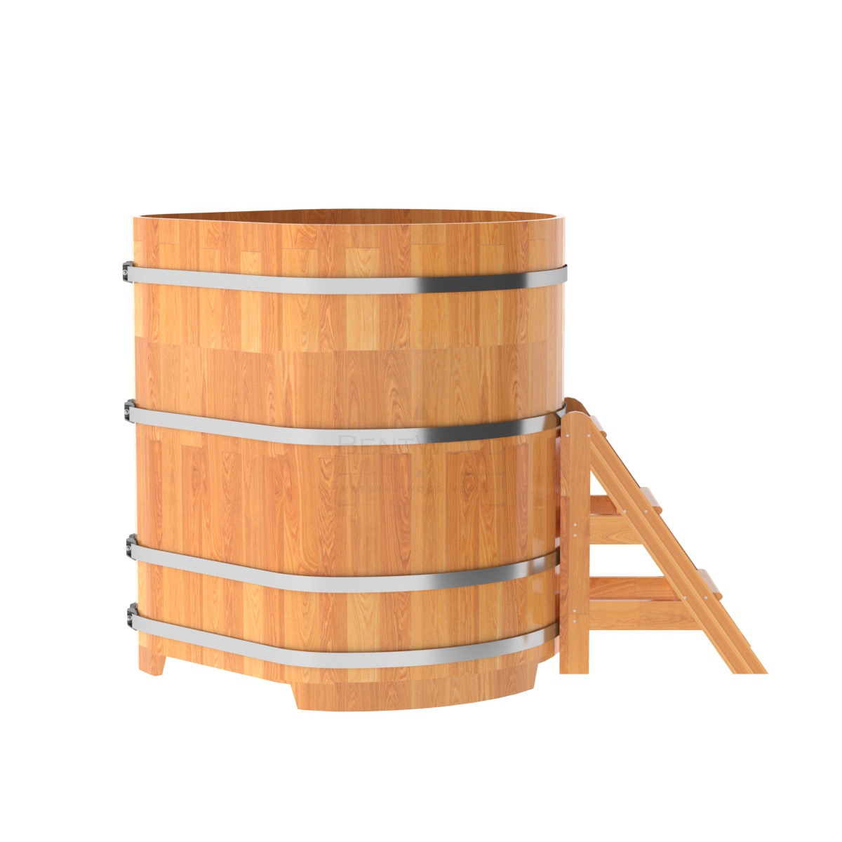 1579 Купель угловая из сращенных ламелей лиственницы 1,19х1,19х1,4 натуральная Alyarus  - Вид №3