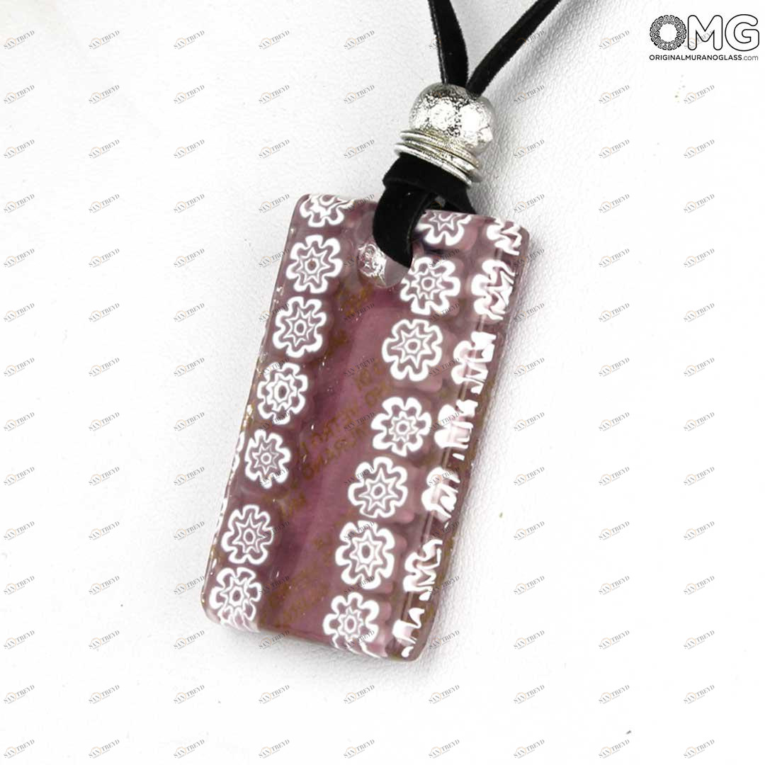 3669 ORIGINALMURANOGLASS Розовая подвеска с мозаикой - муранское стекло OMG 40 см 