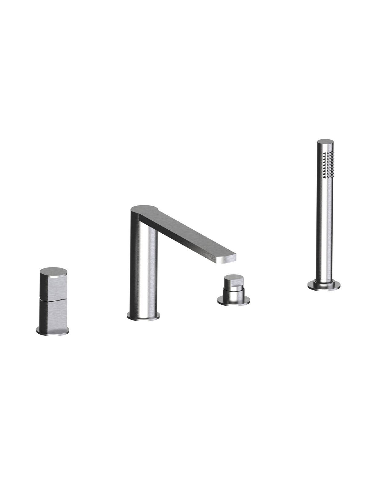 Однорычажный смеситель для ванны с 4 отверстиями из нержавеющей стали с ручным душем Rubinetterie Frattini Borgia ARCH-00126275 - Вид №2