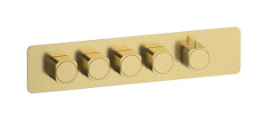External part of thermostatic 4 ways, square plate, horizontal, Coral handle WE ARE IB eua426isneo_2 Brushed Pale Gold Aqua