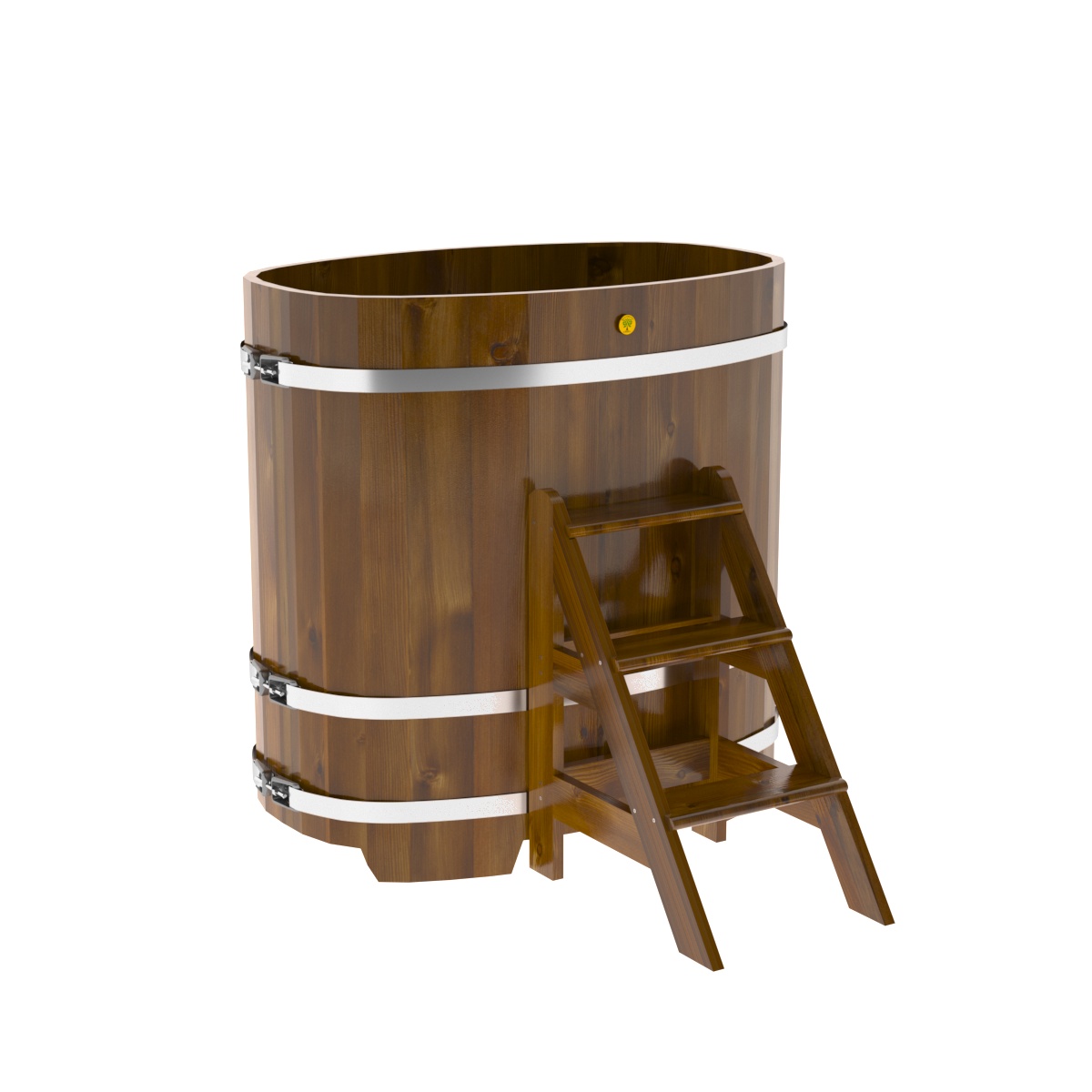 2261 Купель овальная из лиственницы Рустик 0,76х1,16х1,2 морёная Alyarus  - Вид №1