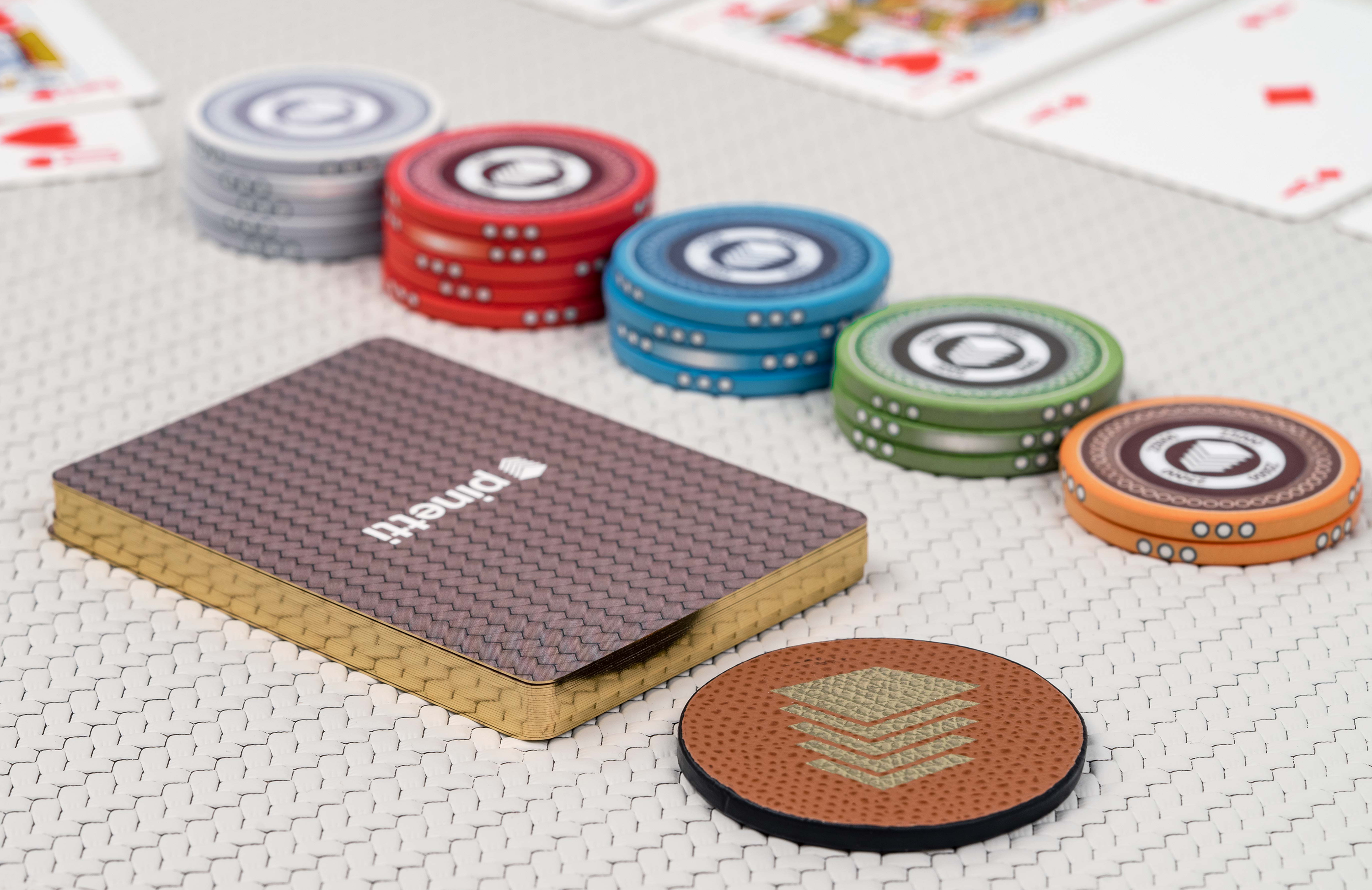 Набор для игры в покер - 42X42XH6 см / тканая кожа_coffee Pinetti 00.1026.061.015 - Вид №4