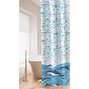 91826848 Шторка для ванной комнаты GINI АС-11-01 180x180см цвет синий STLM-1337271