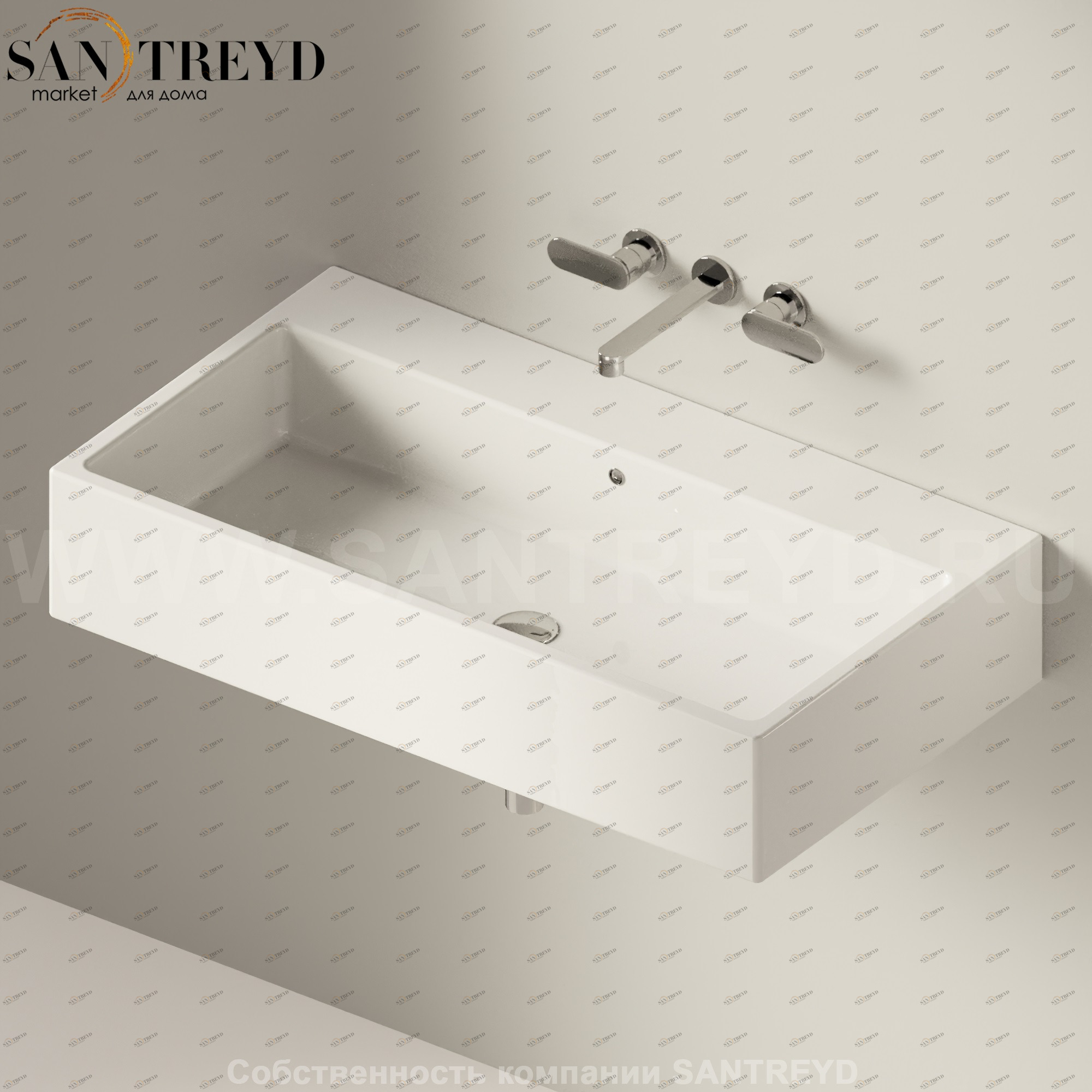 5051.9016 Подвесная раковина настенная прямоугольная Ceramica Flaminia Acquagrande белая