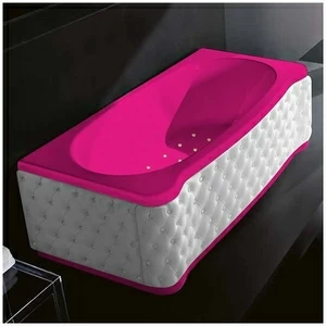 Ванна Gruppo treesse New Classic Young STA-V674C-DX-KB-RZ розовая с золотой фурнитурой с аэромассажем прямоугольная правая белая кожа