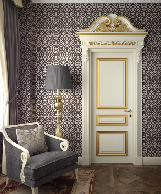 V3-1 Tifernoit Лакированная дверь с рамами из листового золота Porte 