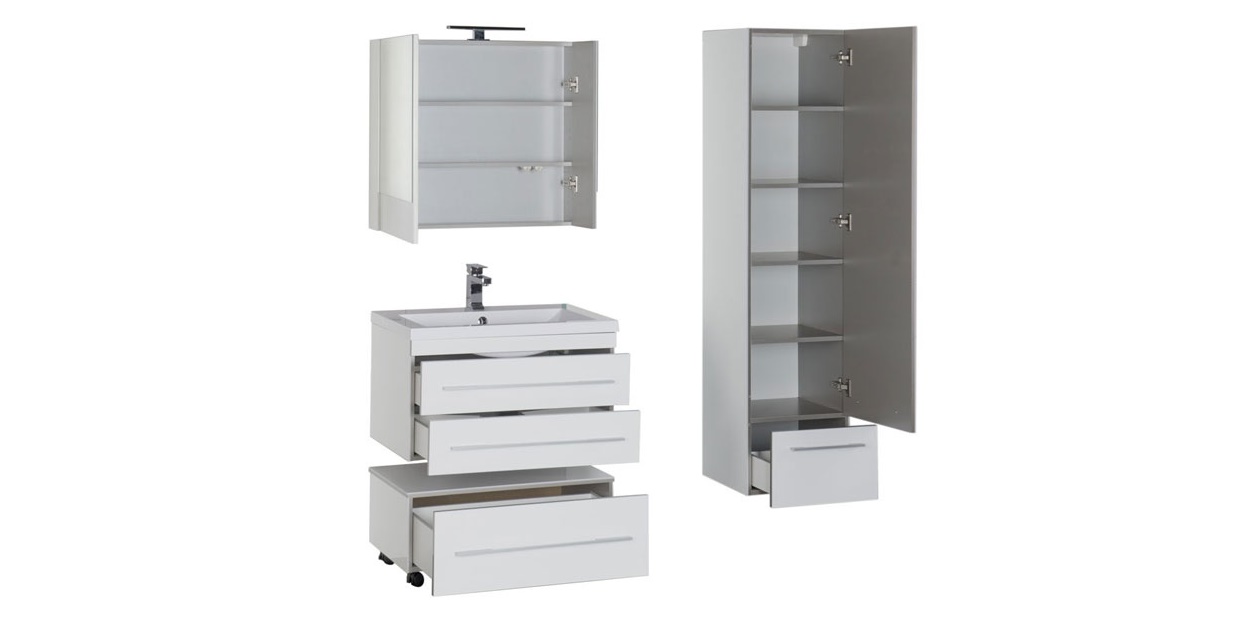 Комплект мебели Aquanet Верона 75 белый (подвесной 2 ящика) 00175471 - Вид №2