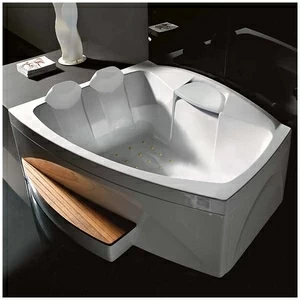 Ванна GRUPPO TREESSE Matrix Slim V763C-GD большая с подголовником глубокая с аэромассажем белая с золотой фурнитурой