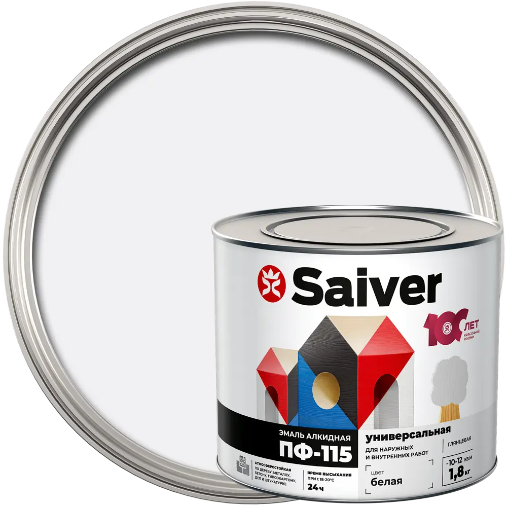 Эмаль ПФ-115 Saiver Lux глянцевая цвет белый 1.8 кг 83402337 STLM-2176112 