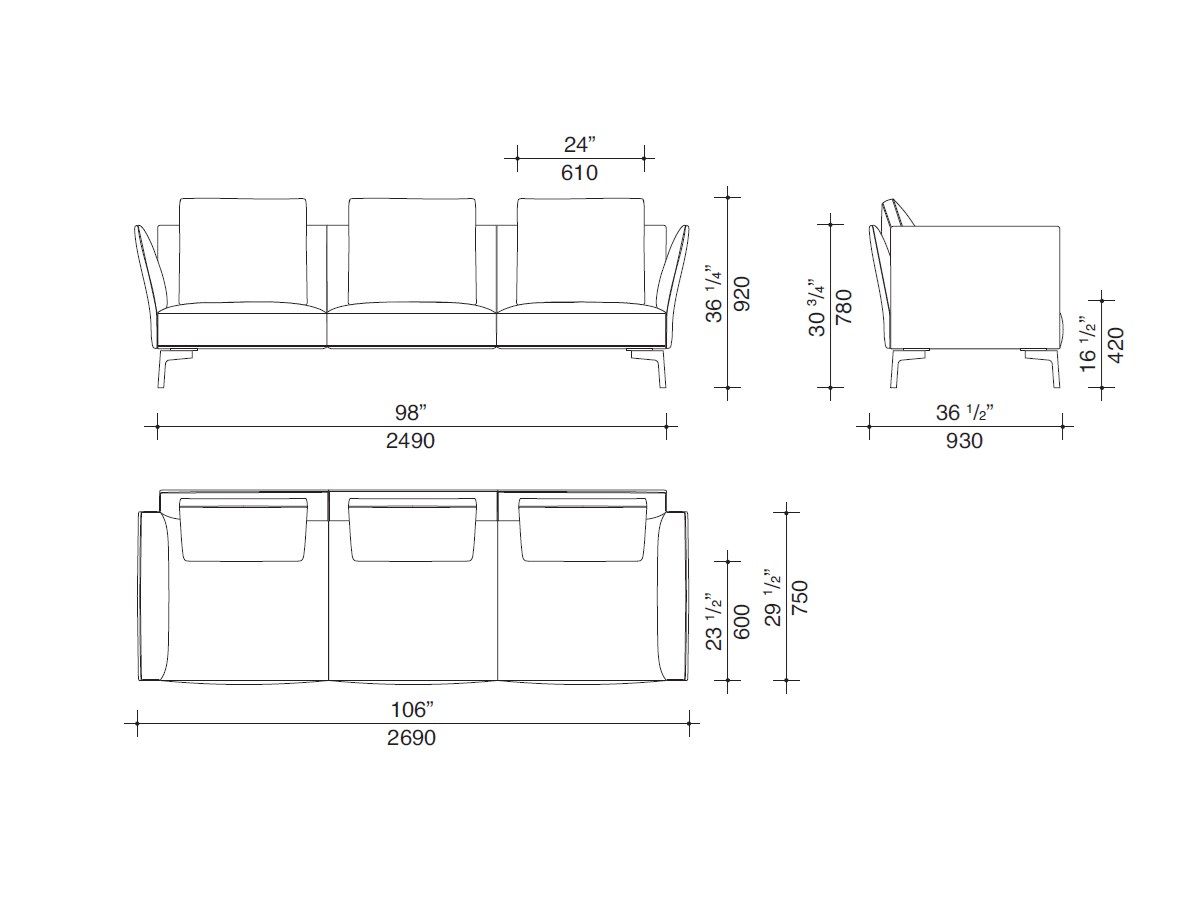 3-местный тканевый диван Lema JERMYN ARCH-00135220 - Вид №12
