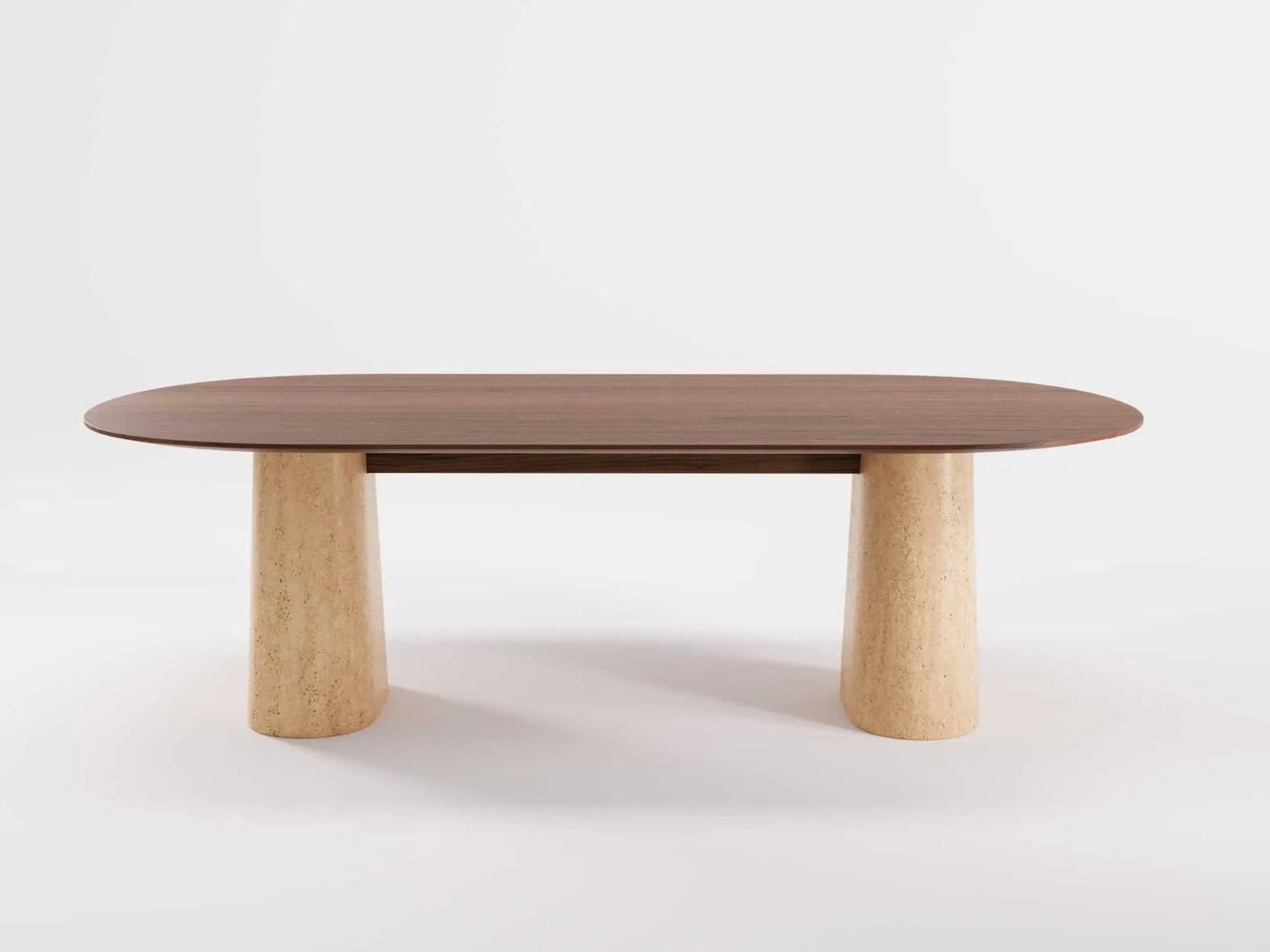 Деревянный овальный стол с травертиновым основанием Wewood Anchor ARCH-00015145