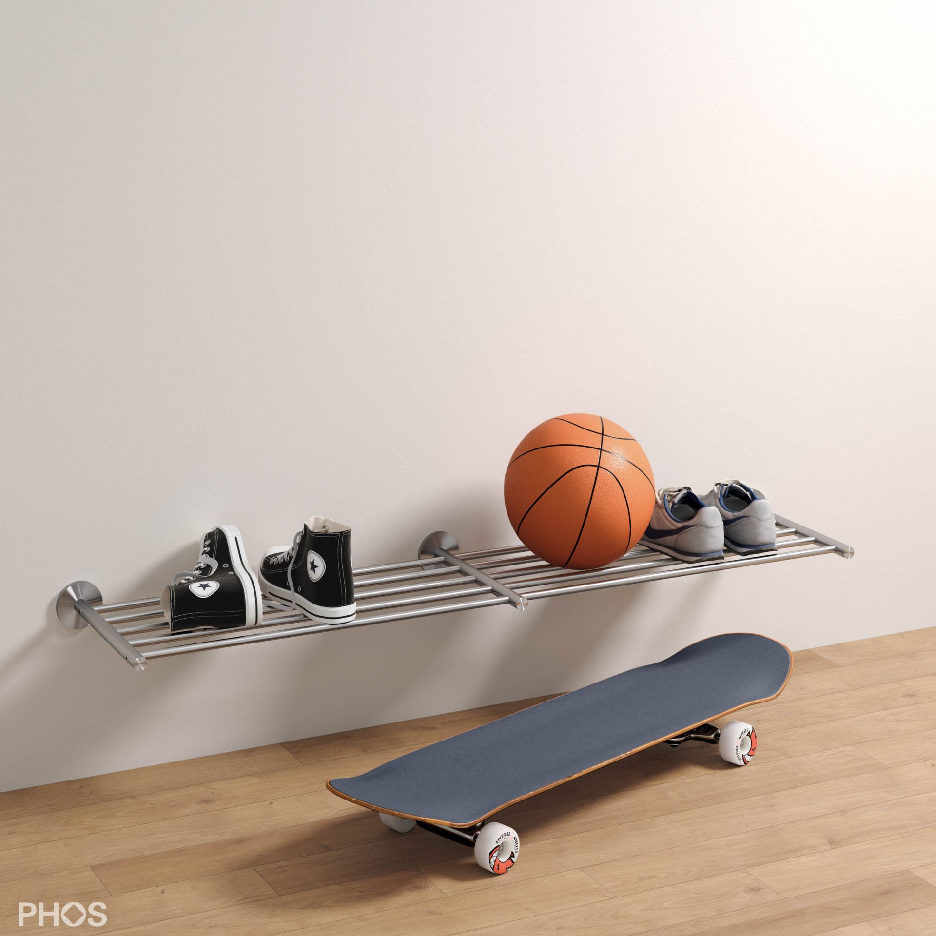 SR1400-1W Полка для обуви широкая, для настенного монтажа, ширина 140 см. PHOS  - Вид №1