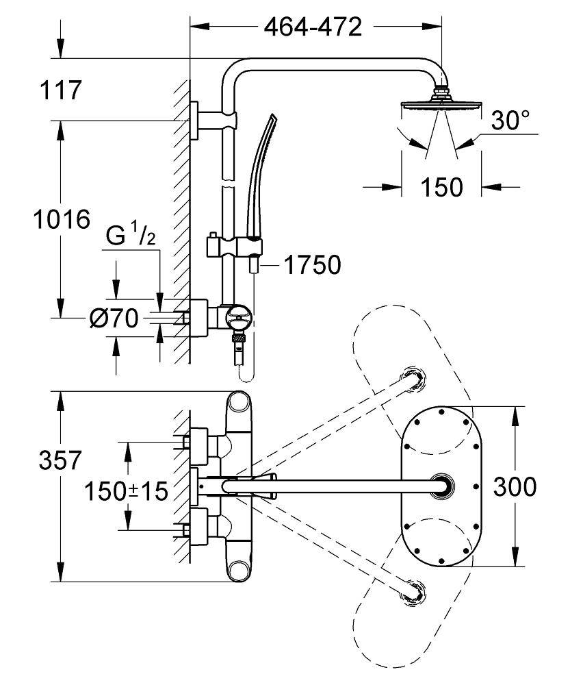 27472000 Душевая система Grohe Rainshower System хром - Вид №1