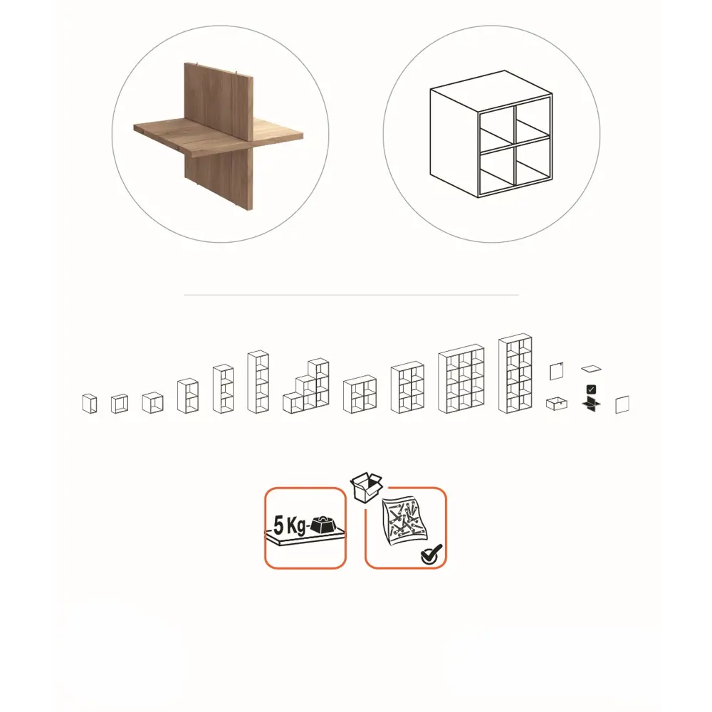 Вставка крестовая для стеллажа KONSENSA Руан 32.7x31.5 см ЛДСП цвет дуб STLM-2113401 - Вид №3