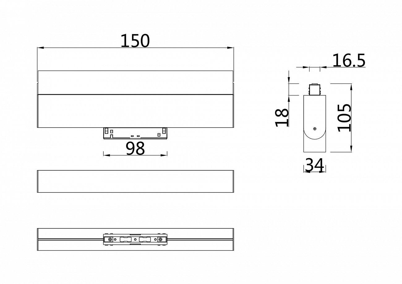 Трековый светильник черный TR013-10W4K TECHNICAL MAGNETIC TRACK SYSTEM 00-3956232 Черный  - Вид №3
