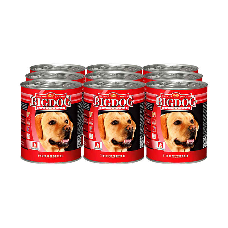ПР0036391*9 Корм для собак Big Dog Говядина конс. (упаковка - 9 шт) ЗООГУРМАН 