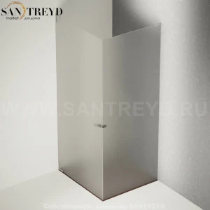 Душевое ограждение FLAT D подрезаемое, стеклянная с дверью матовая перегородка с поддоном из красного дуба. Размеры: глубина от 70 до 100 см, длина от 70 до 95 см