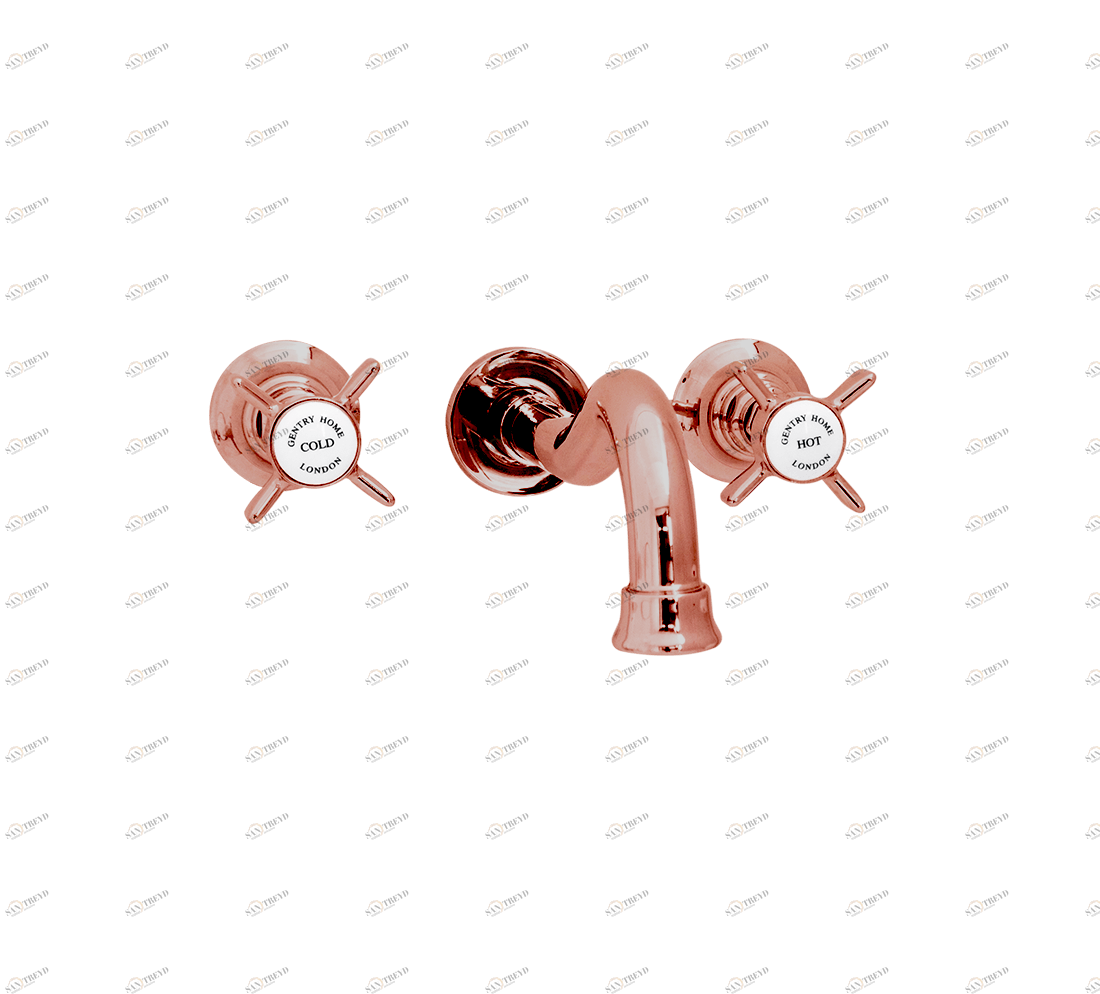 Gentry Home Смеситель для раковины Style на три отверстия с всплывающей пастой Ascot Медь GH100742 