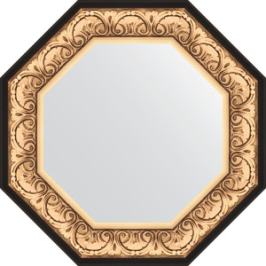 BY 7380 Зеркало в багетной раме - барокко золото 106 mm EVOFORM Octagon