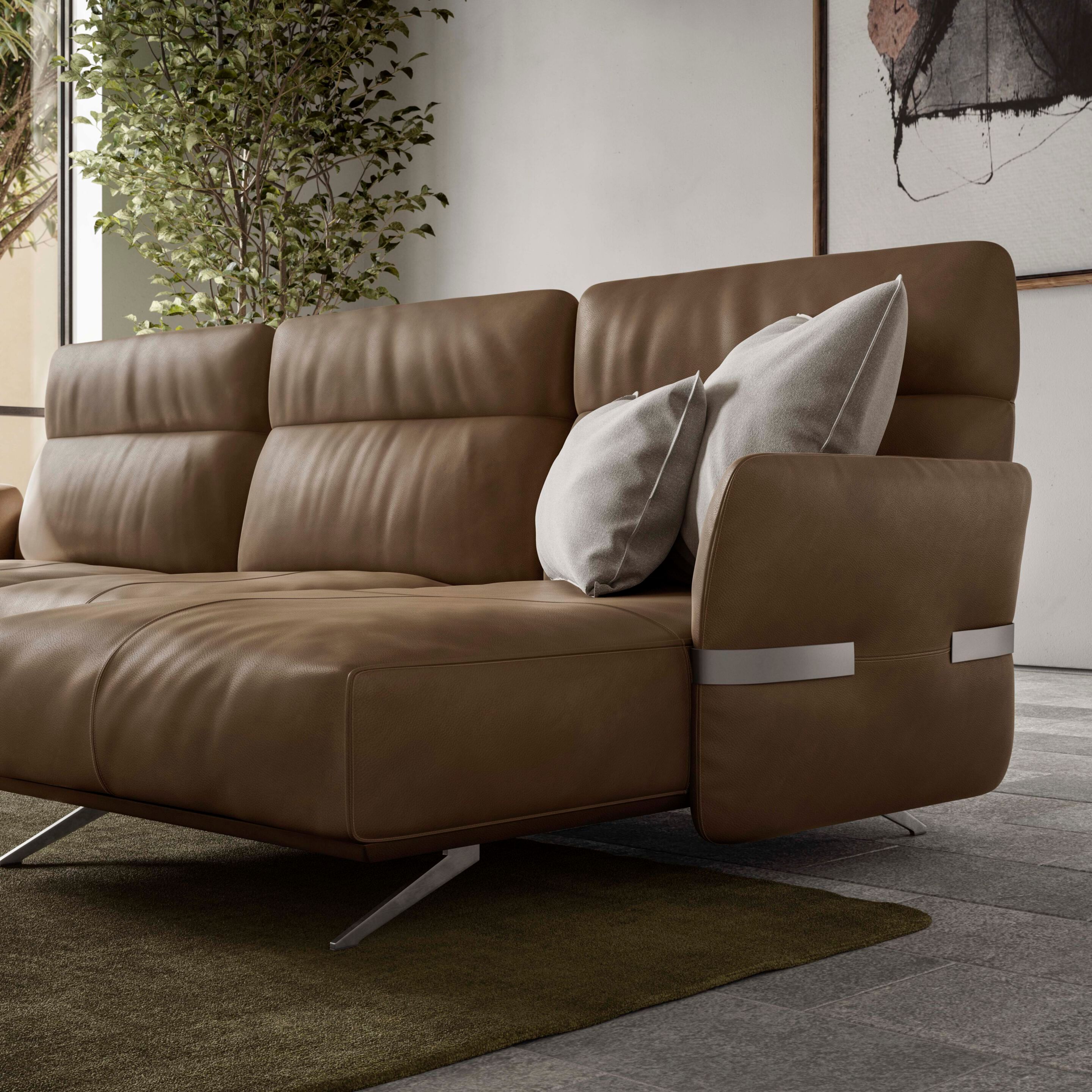 Кожаный диван с полуостровом Natuzzi Italia Solar ARCH-00108847 - Вид №2