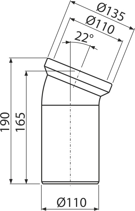 Колено для унитаза 22° ALCAPLAST A9022 - Вид №1
