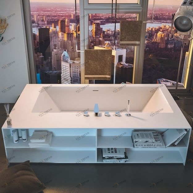 Moma Design Ванна из Corian 1800х920х500 Tank Square Book 3 белая TS030185038