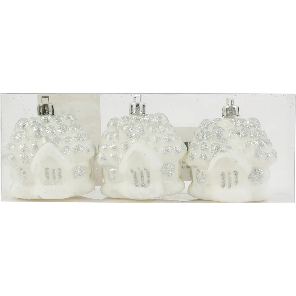 Ёлочное украшение «Домик» 6 см, 3 шт, цвет белый Santreyd STLM-2129141 - Вид №1